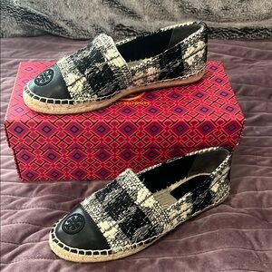Tory Burch Black and White Espadrilles